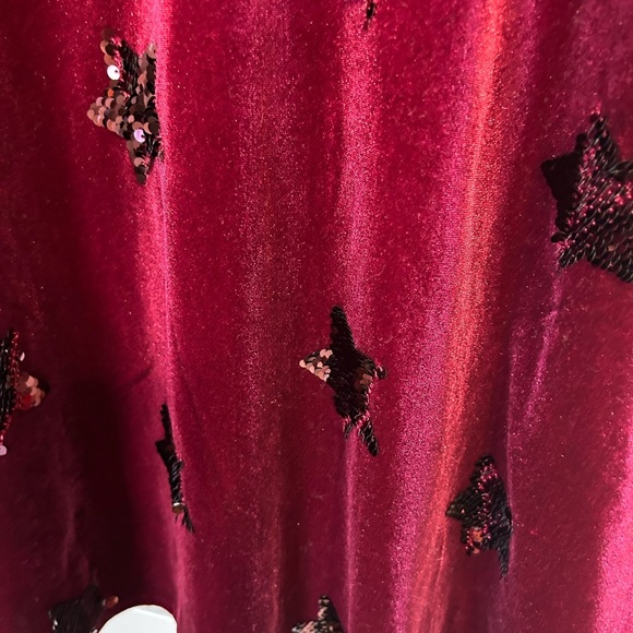 NWT Girls' Velvet Star Dress - Burgundy - Picture 6 of 9